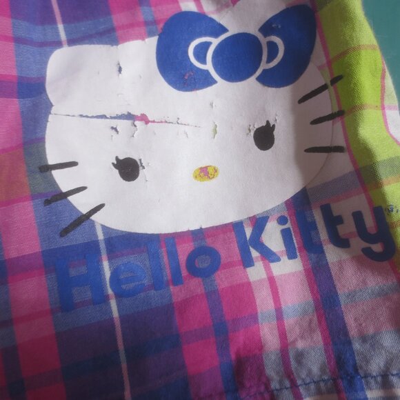 Hello Kitty Plaid 100% Soft Cotton Pajama Sleep Shorts - Size XL Women's. - Picture 3 of 12